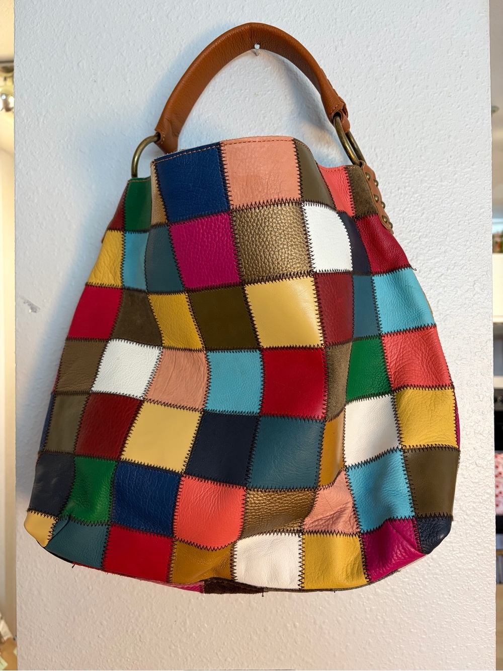 Stella & Max Multi-Color Patchwork Leather Hobo Bag NWOT - Picture 3 of 6